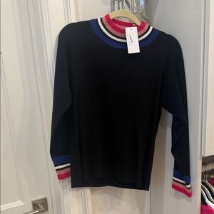 Sugarlips Black Sweater with Pink and Blue Stripes
